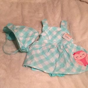 Brand new matching outfit with Velcro sun hat.